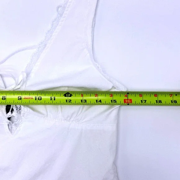 Forever 21 White Cotton Lace Trim V Neck  Babydoll Dress Size Small Angel Bride - Picture 6 of 11